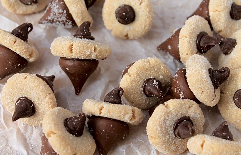 Bolachas de bolota de chocolate com manteiga de amendoim